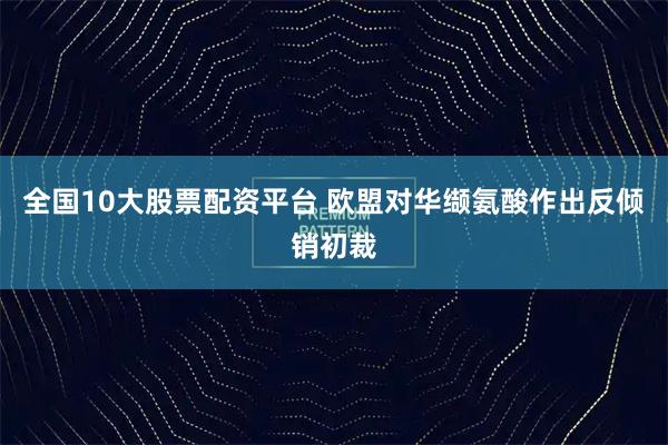 全国10大股票配资平台 欧盟对华缬氨酸作出反倾销初裁