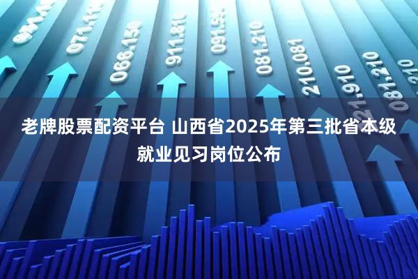 老牌股票配资平台 山西省2025年第三批省本级就业见习岗位公布